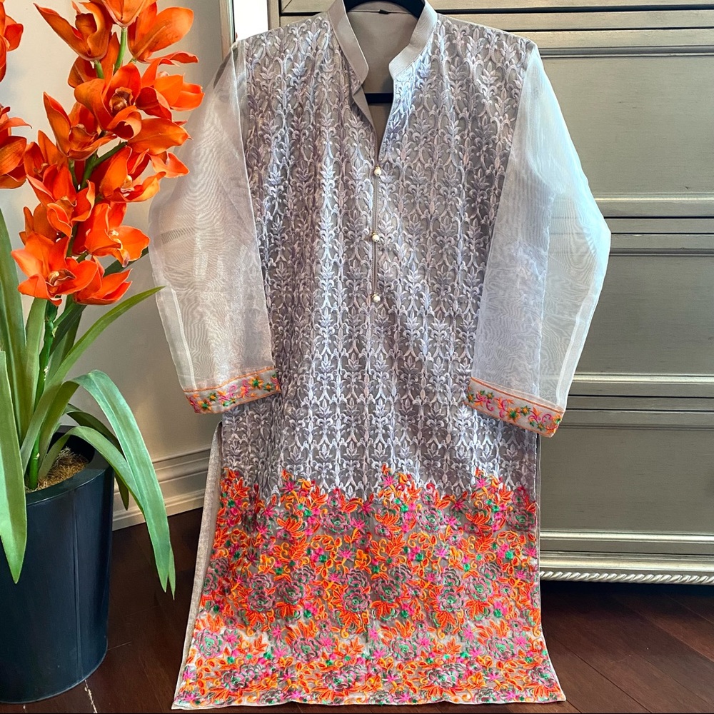 ✨Embroidered Organza Tunic/Long Shirt/Kameez for Formal or Party Wear, in Medium